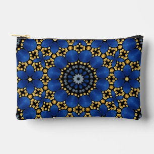 Stilvoll Girly Blue & Gold Dot Art Mandala Muster Zubehörtasche