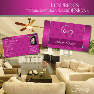 Stilvoll Girly Pink mit Logomonogramm und Foto Visitenkarte