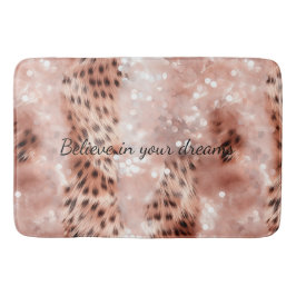 Stilvoll Girly Pink Rose Gold Leopard Glitz Badematte