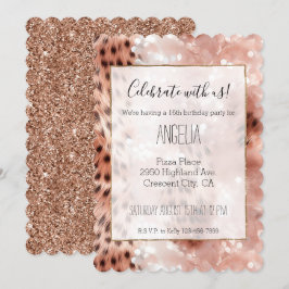 Stilvoll Girly Pink Rose Gold Leopard Glitz Einladung
