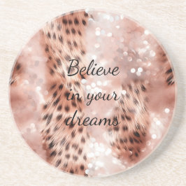 Stilvoll Girly Pink Rose Gold Leopard Glitz Getränkeuntersetzer