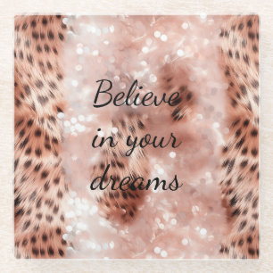 Stilvoll Girly Pink Rose Gold Leopard Glitz Glasuntersetzer