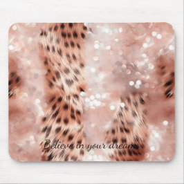 Stilvoll Girly Pink Rose Gold Leopard Glitz Mousepad