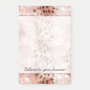 Stilvoll Girly Pink Rose Gold Leopard Glitz Post-it Klebezettel