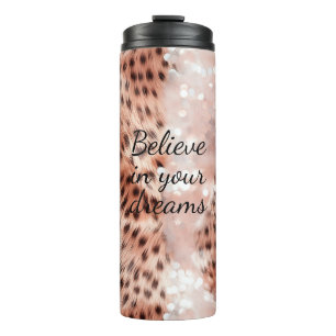 Stilvoll Girly Pink Rose Gold Leopard Glitz Thermosbecher
