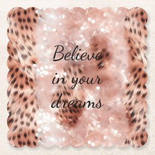 Stilvoll Girly Pink Rose Gold Leopard Glitz Untersetzer