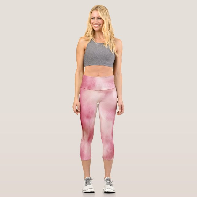 Stilvoll Girly Pink White Animal Capri Leggings (Vorderseite)