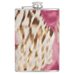 Stilvoll Girly Pink White Gold Zebra Flachmann