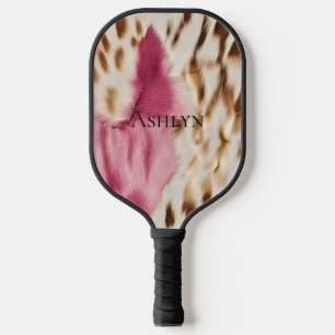 Stilvoll Girly Pink White Gold Zebra Pickleball Schläger