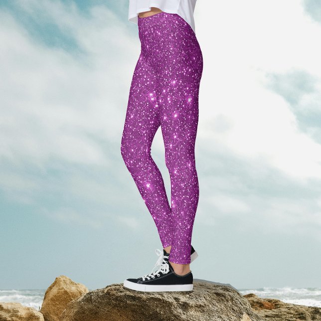 Stilvoll Glam Magenta Lila Sparkle Glitzer Party Leggings (Von Creator hochgeladen)