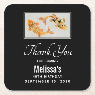 Stilvoll Gold Koi Fish Geburtstag Rechteckiger Pappuntersetzer