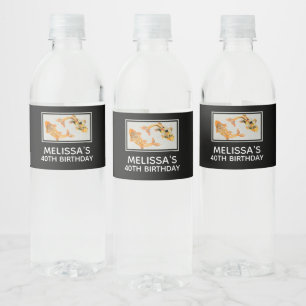 Stilvoll Gold Koi Fish Geburtstag Wasserflaschenetikett