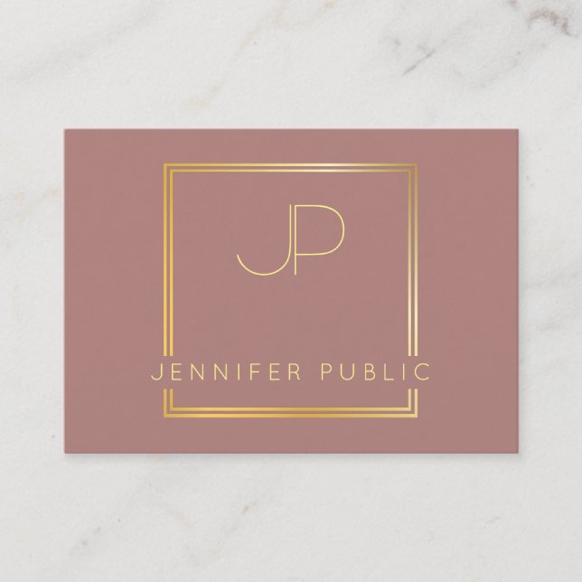Stilvoll Gold Mit Monogramm Modern Template Luxus Visitenkarte (Vorderseite)