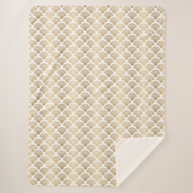 Stilvoll Gold Seashell Sherpa Blanket Sherpadecke (Vorderseite)
