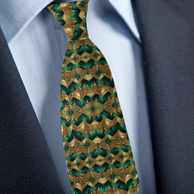 Stilvoll Gold und Emerald Necktie Krawatte (Von Creator hochgeladen)