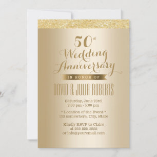 Stilvoll Golden 50. Hochzeitstag Einladung