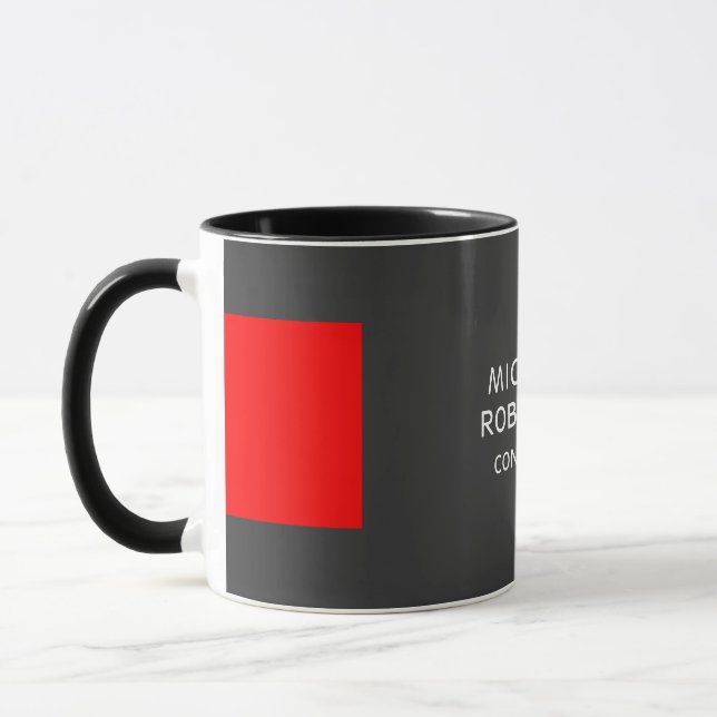 Stilvoll grau-rot Minimalistisch Moderne Tasse (Links)