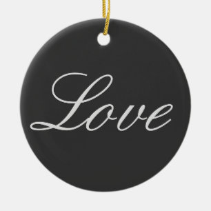 Stilvoll grauer Hintergrund Liebe Hochzeit Keramik Ornament