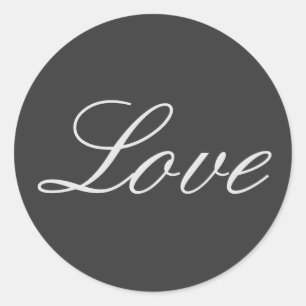Stilvoll grauer Hintergrund Liebe Hochzeit Runder Aufkleber