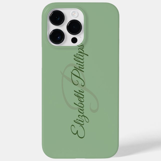 Stilvoll grüner Anfangsbuchstabe Monogram Case-Mate iPhone Hülle (Rückseite)