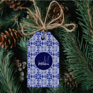 Stilvoll gürtelblau graue erste mit Monogramm Geschenkanhänger