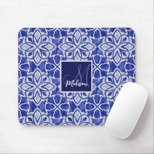 Stilvoll gürtelblau graue erste mit Monogramm Mousepad
