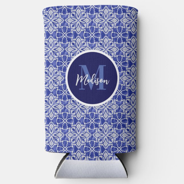 Stilvoll gürtelblau graue erste mit Monogramm Selters Dosenkühler (Vorderseite)