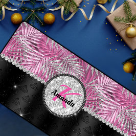 Stilvoll gürtelrosa silberne Glitzer Blätter monog Schreibtischunterlage