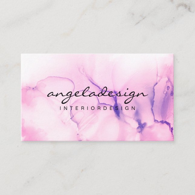 Stilvoll handgestrichene Wasserfarbe Ombre Splash Visitenkarte (Vorderseite)