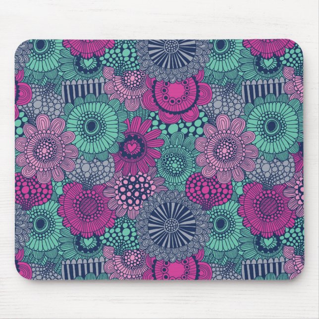 Stilvoll helles Muster prächtiger Blume Mousepad (Vorne)