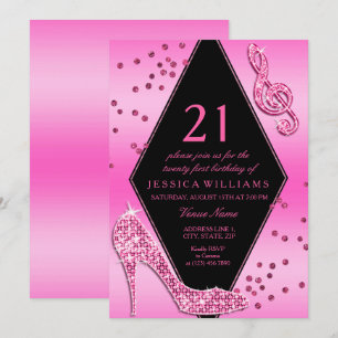 Stilvoll Hübsch Glitzy Pink 21. Geburtstag Einladung