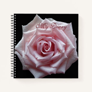 Stilvoll hübsch rosa Rosa Blume Schwarz trendiger  Notizbuch
