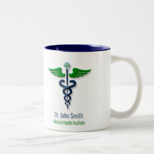 Stilvoll klingende Caduceus Green Wings Cross Blue Zweifarbige Tasse