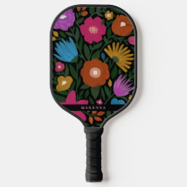 Stilvoll kühl floraler Name Black Pickleball Schläger
