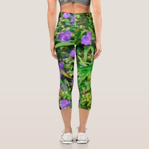 Stilvoll Lila Blumen Blumen Capri Leggings
