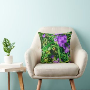 Stilvoll Lila Blumen Blumen Kissen