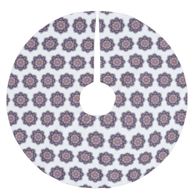 Stilvoll Lila Mandala Polyester Weihnachtsbaumdecke (Vorderseite)