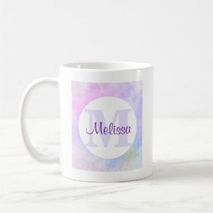 Stilvoll Lila Pink Blue Watercolor Monogram Kaffeetasse