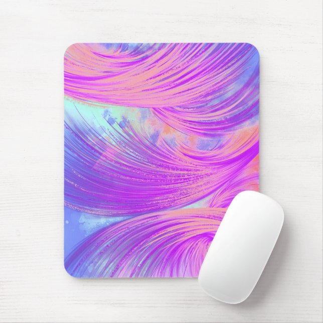 Stilvoll lila rosa Abstrakte Federn Mousepad (Mit Mouse)