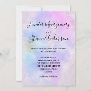Stilvoll Lila rosa Blau Abstrakte Wasserfarbe Einladung