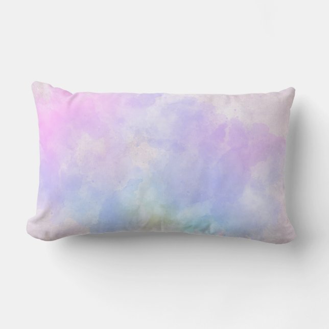 Stilvoll Lila rosa Blau Abstrakte Wasserfarbe Lendenkissen (Vorderseite)