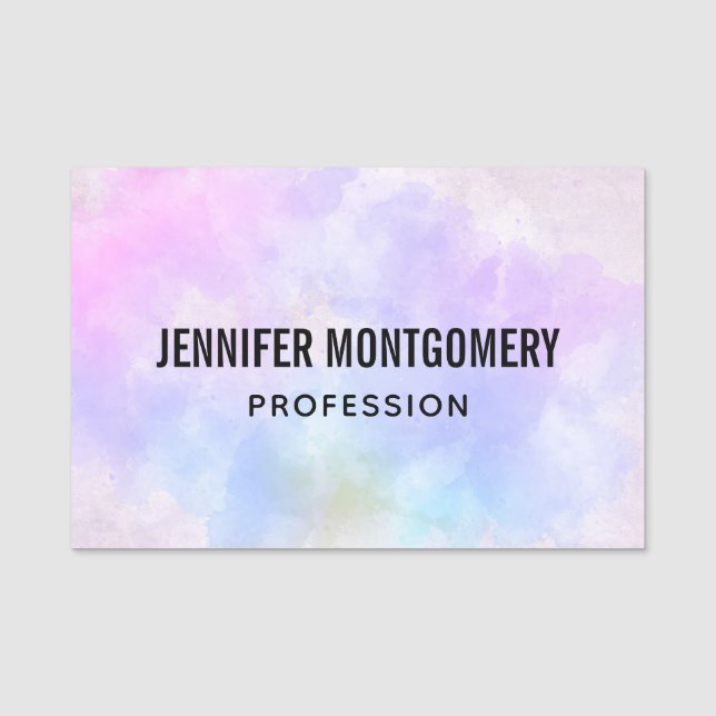 Stilvoll Lila rosa Blau Abstrakte Wasserfarbe Namensschild (Vorderseite)
