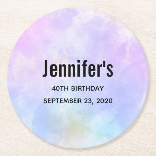 Stilvoll Lila rosa Blau Abstrakte Wasserfarbe Runder Pappuntersetzer