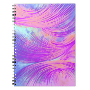 Stilvoll Lila rosa Lila Abstrakt Feathers Notizblock