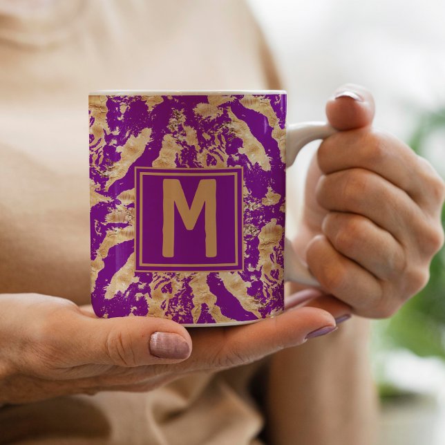 Stilvoll lila Rustikales Goldmarmor kundenspezifis Kaffeetasse (Von Creator hochgeladen)