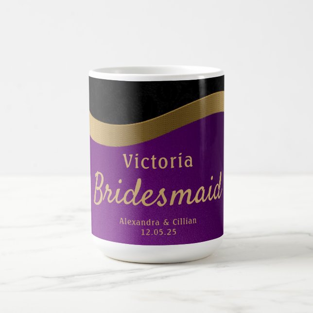 Stilvoll Lila und Gold Mit Monogramm Kaffeetasse (Mittel)