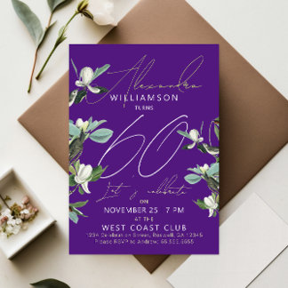 Stilvoll Lila und weiß 60 Moderne, florale Moderne Feiertagskarte