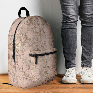 Stilvoll Marmor Pink Gold Peach Luxury Girl Bedruckter Rucksack
