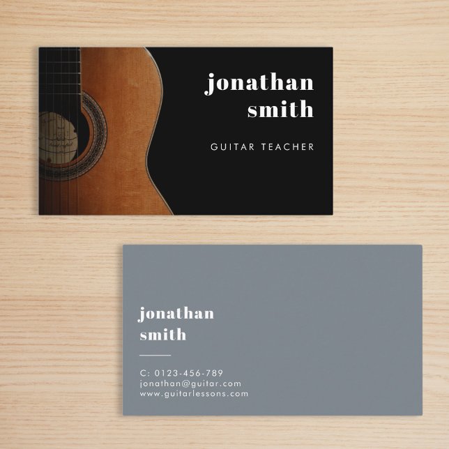 Stilvoll Minimal Gitarrist Blue Visitenkarte (Von Creator hochgeladen)