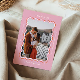 Stilvoll minimaler Retro-Stil Wavy Foto Frame Rosa Save The Date